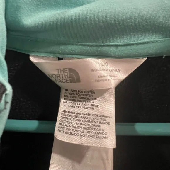 The North Face Dark Gray Full Zip Hoodie Teal Logo Women’s L - Picture 3 of 4